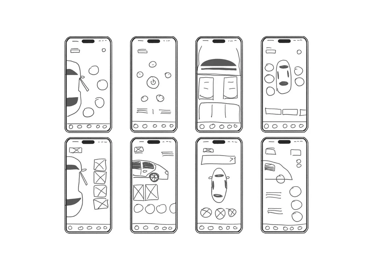 Crazy 8’s wireframe sketches, set two
